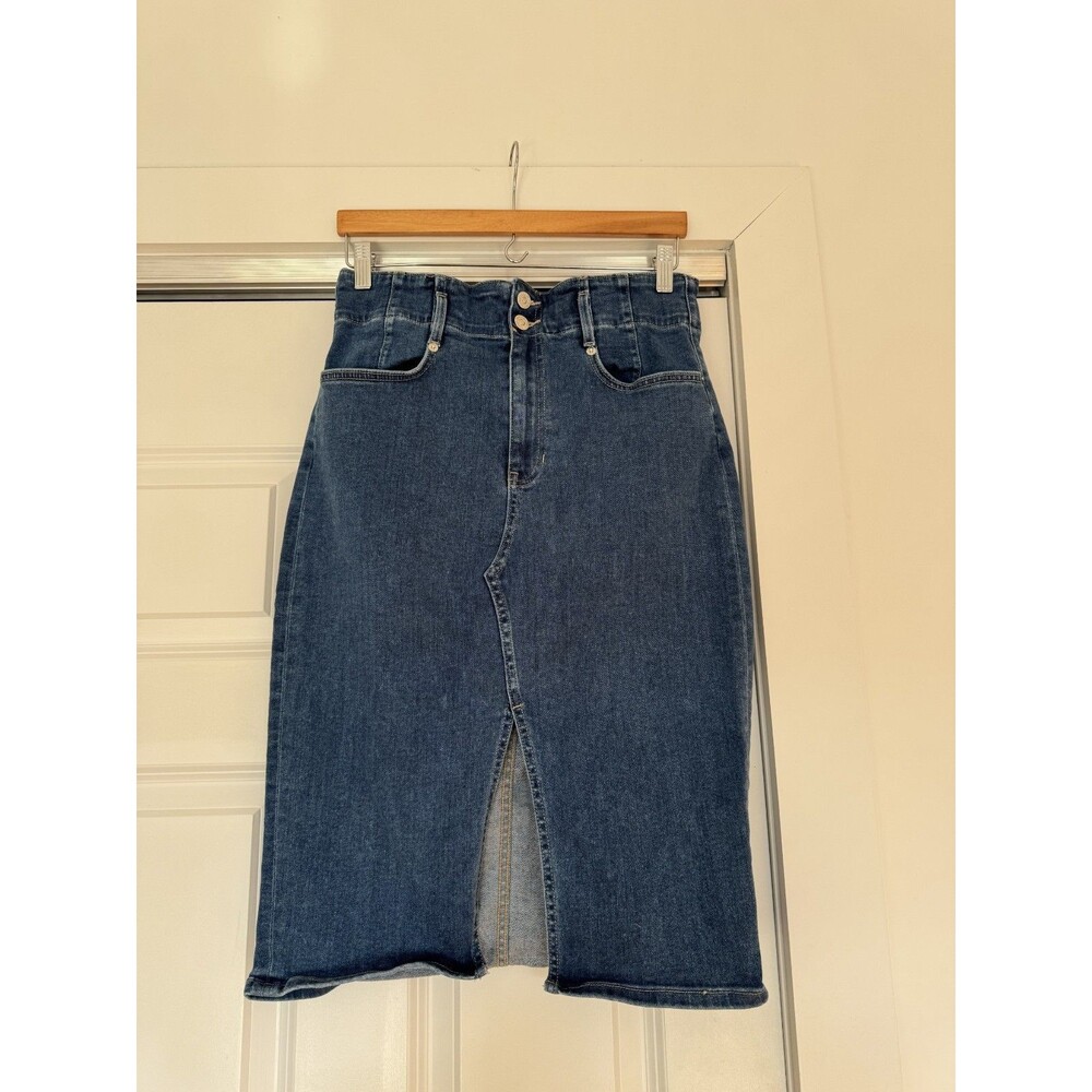 Veronica Beard Jeans Womens Blue 10 Nazia Denim Pencil Midi Skirt High Rise USA